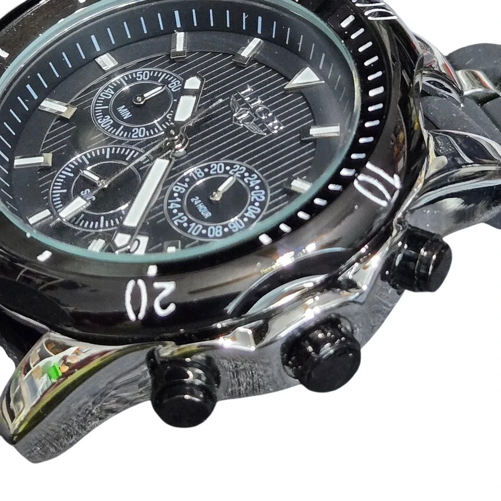 Lot of 2 LIGE Dream Quartz Chronograph Men's Watches w Black Silicon Bands VIDEO